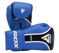 RDX Guantes de Boxeo Muay Thai Entrenamiento, Aura Plus t-17 Boxing Gloves para Sparring Kick Boxing Saco Manoplas de Boxeo MMA Training Mitones, 10 12 14 16 oz (Azul, 12oz)