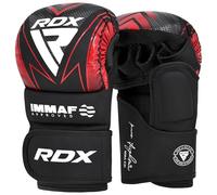 RDX Guantes de combate aprobados por IMMAF, para adultos y niños, diseño híbrido de grado profesional para nivel de competición y entrenamiento, palma abierta ventilada, correas de muñeca ajustables