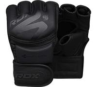RDX Guantes de MMA NOIR, piel Maya Hide Palma ventilada abierta de corte D, guantes acolchados de combate, lucha en jaula, kickboxing, artes marciales mixtas, entrenamiento de Muay Thai
