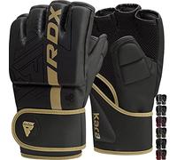 RDX Guantes MMA Artes Marciales Entrenamiento, Precurvado Maya Hide Cuero Grappling Guantillas, Kara Ventilada Palma Gloves, Muay Thai Kick Boxing Sparring Saco de Boxeo Lucha Libre Training