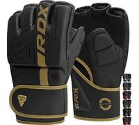 RDX Guantes MMA Artes Marciales Entrenamiento, Precurvado Maya Hide Cuero Grappling Guantillas, Kara Ventilada Palma Gloves, Muay Thai Kick Boxing Sparring Saco de Boxeo Lucha Libre Training