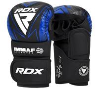 RDX IMMAF - Guantes de sparring aprobados, diseño híbrido profesional para competiciones y entrenamiento, palma ventilada abierta, correas de muñeca ajustables, artes marciales, muay thai, para