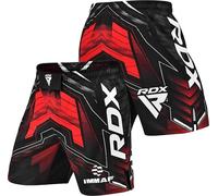 RDX Pantalones cortos de combate y entrenamiento aprobados por IMMAF, tela ligera con cintura elástica, diseño de aberturas laterales para una movilidad completa, adecuados para boxeo de artes