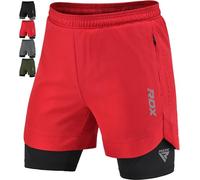 RDX Pantalones Cortos para Correr Hombre, Corto Deporte Compresión Transpirable con 2 Cremallera y 2 Bolsillos para Teléfono, De Secado Rápido Gym Verano Shorts para Entrenamiento, Trotar, Ciclismo