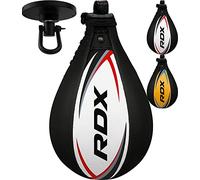 RDX Pera de Boxeo Cuero, MMA Boxeo Punching Velocidad Bola con Eslabón Giratorio, Peras Rapida Speed Bag para Kick Boxing Gimnasio Saco Boxe Fitness Gym Combate