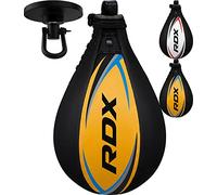 RDX Pera de Boxeo Cuero, MMA Boxeo Punching Velocidad Bola con Eslabón Giratorio, Peras Rapida Speed Bag para Kick Boxing Gimnasio Saco Boxe Fitness Gym Combate