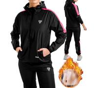 RDX Traje Sauna Mujer Adelgazante, Reach Oeko Tex 100 Certificado, Sudor Chándal con Capucha, Trajes de Sudoración Deportiva Fitness Boxeo Yoga Running Gimnasio, Conjunto de Pantalón Superior