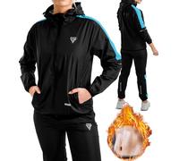 RDX Traje Sauna Mujer Adelgazante, REACH OEKO TEX 100 CERTIFICADO, Sudor Chándal con Capucha, Trajes de Sudoración Deportiva Fitness Boxeo Yoga Running Gimnasio, Conjunto de Pantalón Superior