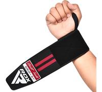 RDX WR11 - Muñequeras para gimnasio, algodón resistente, diseño extra ancho, cierre rápido ajustable, 25% de elasticidad, talla única, aprobado por USPA e IPL, varios colores (rojo)