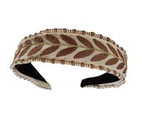 Rdxanc Diadema ancha anudada con diseño bordado de hojas, diadema de tela suave, decoración para el cabello, diadema de moda para mujeres y niñas