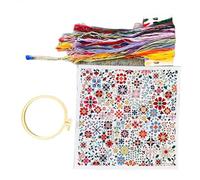 Rdxanc Juego de costuras de cruces florales para regalo con guía de patrones para aliviar el estrés, decoración del hogar, juego de costuras