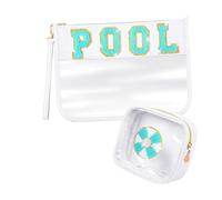 Rdxanc Paquete de 2 bolsas de maquillaje transparentes de moda con correa de muñeca para mujeres y niñas, organizadores de cosméticos de viaje, como lo muestra la imagen, A