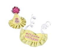 Rdxanc Paquete de 2 gorros de cumpleaños para perros y gatos con letras bordadas, práctico gorro y babero colorido para carnavales