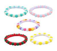 Rdxanc Paquete de 5 collares para mascotas con pompones coloridos, collar ajustable para gatos, collar para perro, para festivales, fiestas de cumpleaños