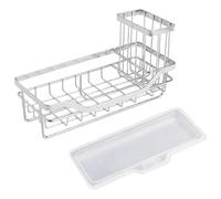 Rdxanc Soporte de esponja de cocina de acero inoxidable con bandeja de goteo extraíble para un drenaje eficaz y un área organizada del fregadero, soporte inoxidable