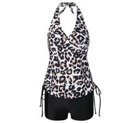 Rdxanc Traje de baño tankini de dos piezas con cuello halter para mujer, ligero, de secado rápido, atlético, surf, traje de baño para playa, traje de baño de dos piezas
