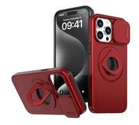Rdyi6ba8 Funda Anillo Giratorio Magnético Soporte para iPhone 15 Pro MAX,Protección de la cámara,360° Ring Soporte de Funda Protección para iPhone 15 Pro MAX,Rojo