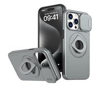 Rdyi6ba8 Funda Anillo Giratorio Magnético Soporte para iPhone 15 Pro MAX,Protección de la cámara,360° Ring Soporte de Funda Protección para iPhone 15 Pro MAX,Gris