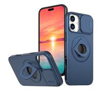 Rdyi6ba8 Funda Anillo Giratorio Magnético Soporte para iPhone 16,Protección de la cámara,360° Ring Soporte de Funda Protección para iPhone 16,Azul