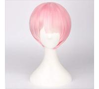 Re: Life In A Different World From Zero Graduated Ram Rem Peluca de cosplay para mujer Corto Recto Rosa Azul Anime Peluca Ram