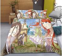 Re:life In A Different World From Zero-Rem/Ram Juegos de ropa de cama de anime Tela de poliéster impresa en 3D de dibujos animados 1 funda de edredón + 2 fundas de almohada Estilo - Campo/Pueblo