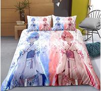 Re:life In A Different World From Zero-Rem/Ram Juegos de ropa de cama de anime Tela de poliéster impresa en 3D de dibujos animados 1 funda de edredón + 2 fundas de almohada estilo - kimono