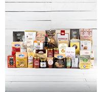 Re Regalo, Cesta de regalo gastronómica InBox 30 piezas con pasta, arroz, salsas, galletas, dulces, té y café, productos típicos italianos