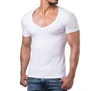 Re Rock Young & Rich - Camiseta para hombre, en 12 colores, con cuello de pico, corte ajustado y monocolor - tallas de la S hasta 3XL Blanco XXL