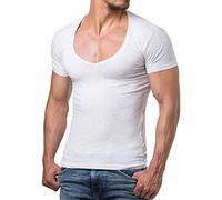 Re Rock Young & Rich - Camiseta para hombre, en 12 colores, con cuello de pico, corte ajustado y monocolor - tallas de la S hasta 3XL crudo M