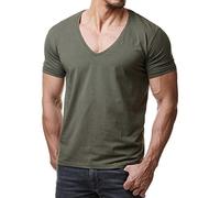 Re Rock Young & Rich - Camiseta para hombre, en 12 colores, con cuello de pico, corte ajustado y monocolor - tallas de la S hasta 3XL verde XL