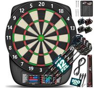 RE:SPORT Diana electrónica profesional con 12 dardos + 24 plumas Pro + 100 puntas de flecha y accesorios | E Dartautomat para 1-8 jugadores con 427 variantes | Diana eléctrica con indicador LED