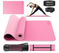 RE:SPORT Esterilla de yoga sin ftalatos, antideslizante, sin sustancias nocivas, con correa de transporte, sin ftalatos, 183 x 61 x 0,6 cm (rosa/rosa)