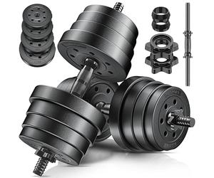 RE:SPORT Juego de 2 mancuernas ajustables de 15/20/30/40 kg, juego de mancuernas con 2 mancuernas, mancuernas con pesas y 4 cierres de estrella, mancuernas de fitness para desarrollo muscular
