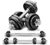 RE:SPORT Mancuernas Ajustables 15-30kg - Pesas y Mancuernas de Hierro Fundido con Barra y Discos para Culturismo, Aptitud, Halterofilia, Ejercicios de Gimnasio Doméstico