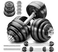 RE:SPORT Mancuernas Ajustables 15-30kg - Pesas y Mancuernas de Hierro Fundido con Barra y Discos para Culturismo, Aptitud, Halterofilia, Ejercicios de Gimnasio Doméstico