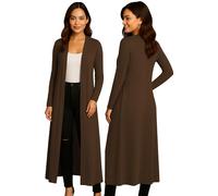 Re Tech UK Cárdigan largo para mujer, talla grande, cuello del Reino Unido, manga larga, floaty, tallas 8-26, Marrón chocolate oscuro, 52-54