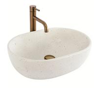 Rea Amelia lavabo 48x34.5 cm oval sobre encimera marrón/beige REA-U8480
