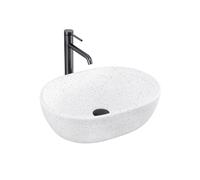 Rea Amelia lavabo 48x34.5 cm rectangular sobre encimera blanco-gris/piedra REA-U3001