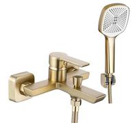 Rea ARGUS BRUSH GOLD Grifo de bañera Mezclador de bañera con ducha de latón para baño frío y caliente ajustable (dorado)