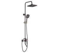 Rea Argus conjunto de ducha a pared con rociador con efecto lluvia grafito REA-P6535