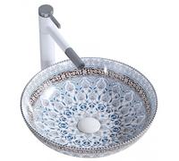 Rea Arte lavabo 40x40 cm circular sobre encimera blanco-azul REA-U0267