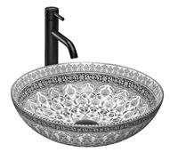 Rea Arte lavabo 40x40 cm circular sobre encimera blanco REA-U8002