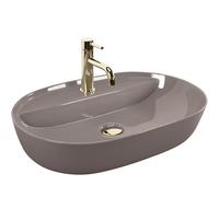 Rea Aura lavabo 60.5x40.5 cm oval sobre encimera marrón/beige REA-U6381