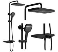 Rea Bari conjunto de ducha a pared con rociador con efecto lluvia negro REA-P0891
