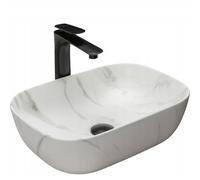 Rea BELINDA MAT LAVABO SOBRE ENCIMERA Lavabo de Baño 460 x 320 x 125 mm Cerámico (Gris, Imitación Mármol)