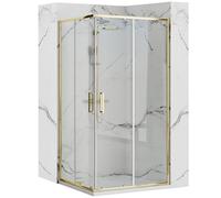 Rea Cabina de ducha Punto 80 x 100 Gold Cabina de ducha sin plato de ducha Cristal de seguridad templado transparente 4 mm (dorado)