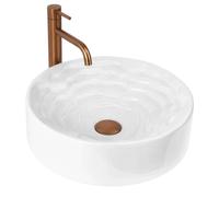 Rea Calla lavabo 42x42 cm circular sobre encimera blanco brillante REA-U3507