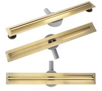 Rea Canaleta de Ducha Neox Slim pro Brush Gold 70 Desagüe de ducha de acero inoxidable Sifón Desagüe de suelo para baño Desagüe de suelo de ducha (oro cepillado)