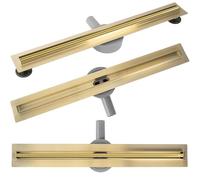 Rea Canaleta de Ducha Neox Slim pro Gold 80 Desagüe de ducha de acero inoxidable Sifón Desagüe de suelo para baño Desagüe de suelo de ducha (Oro)