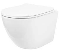 Rea Carlo Mini taza de inodoro suspendido sin reborde con descarga de remolino blanco brillante REA-C1261